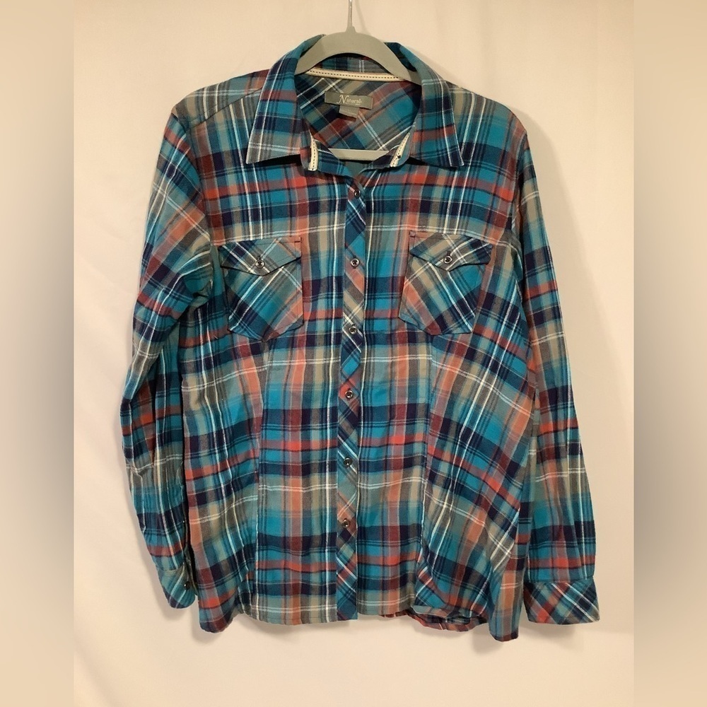 Natural Reflections Plaid Button Down Flannel Shirt